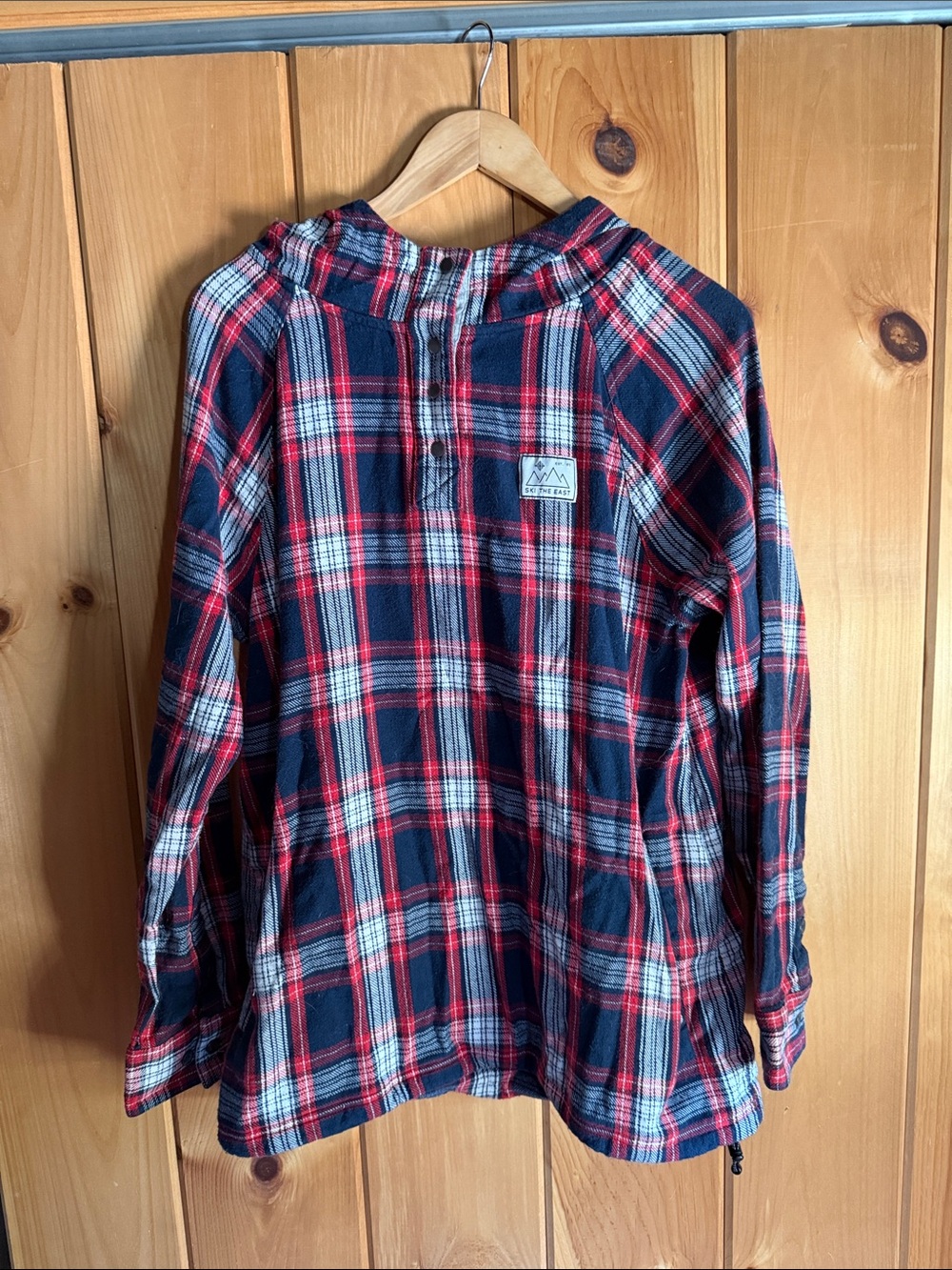 Ski the East Plaid Pullover Hoodie - Red, Navy & White Flannel